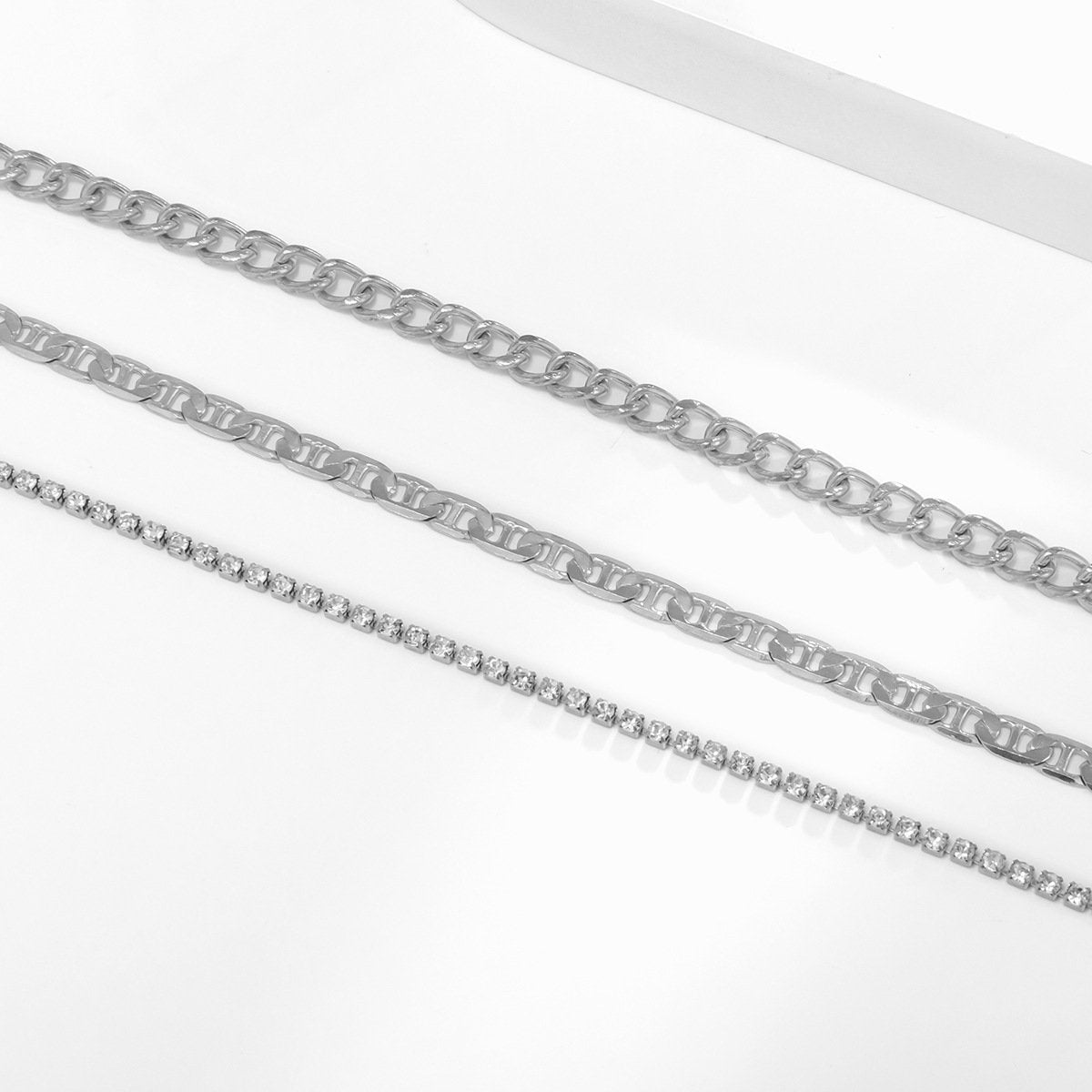 Jewelry Simple Metal Thin Chain Necklace Set Women's Stacked Geometric Claw Chain Diamond Clavicle Necklace