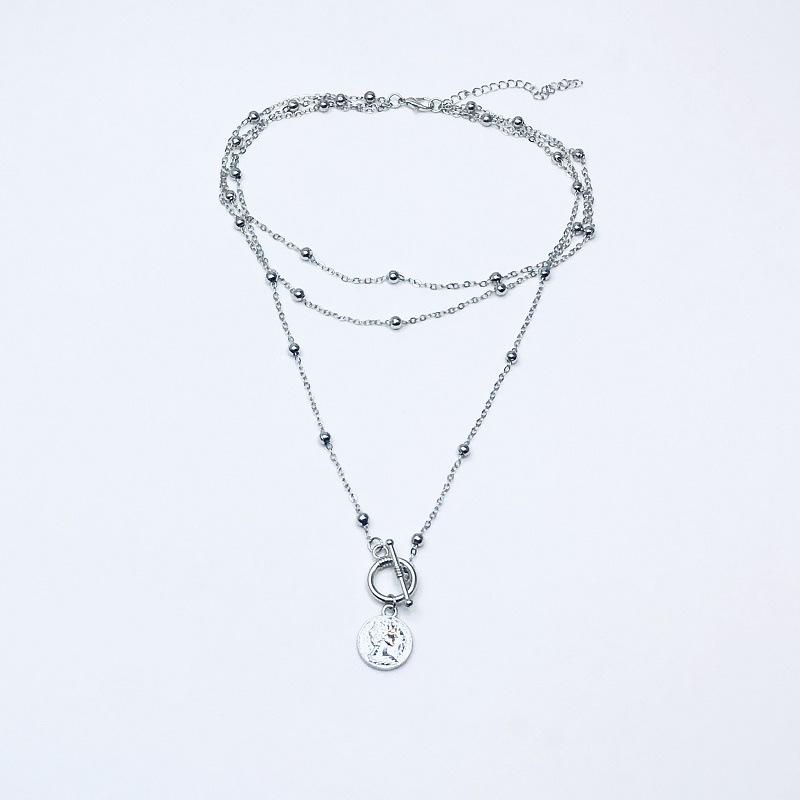 Niche Design Fashion Versatile Multi-Layer Coin Portrait Round Women's Collar Personality Necklace Clavicle Chain