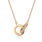 The same double ring necklace women's fashion niche design interlocking collarbone chain pendant couple necklace