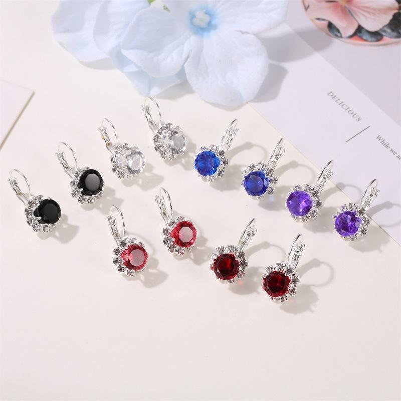 Fashion Round Crystal Diamond Sunflower Stud Earrings Classic Zircon Temperament Earrings Earrings