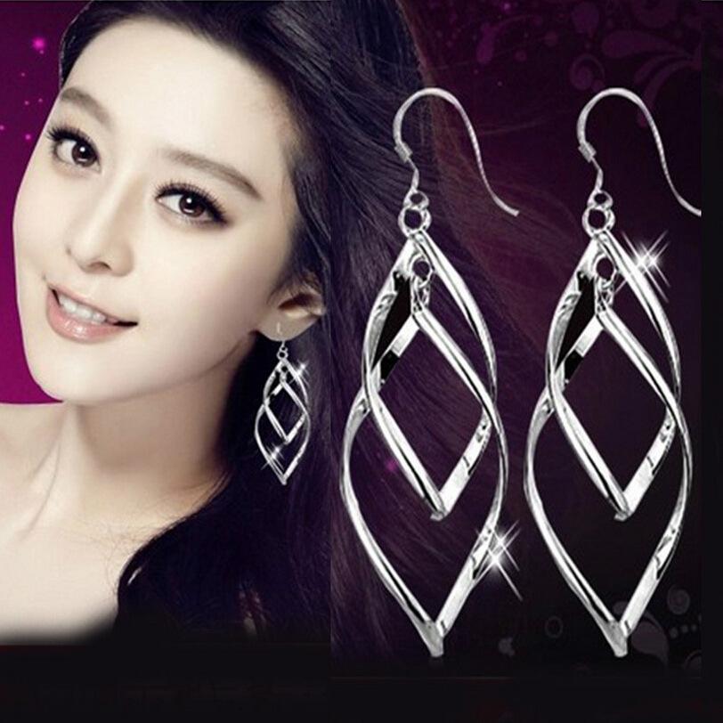 Fashion Golden Classic Shiny Alloy Long Earrings Twisted Rhombus Multilayer Earrings Earrings Earrings