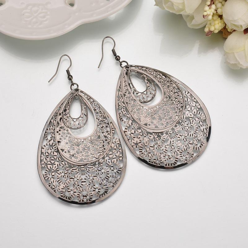 Popular Fashion Jewelry Exaggerated Quality Hollow Water Drop Earrings Earrings