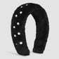 F4998 exaggerated autumn and winter plush headband women's light luxury retro cute pearl elegant geometric sweet headband