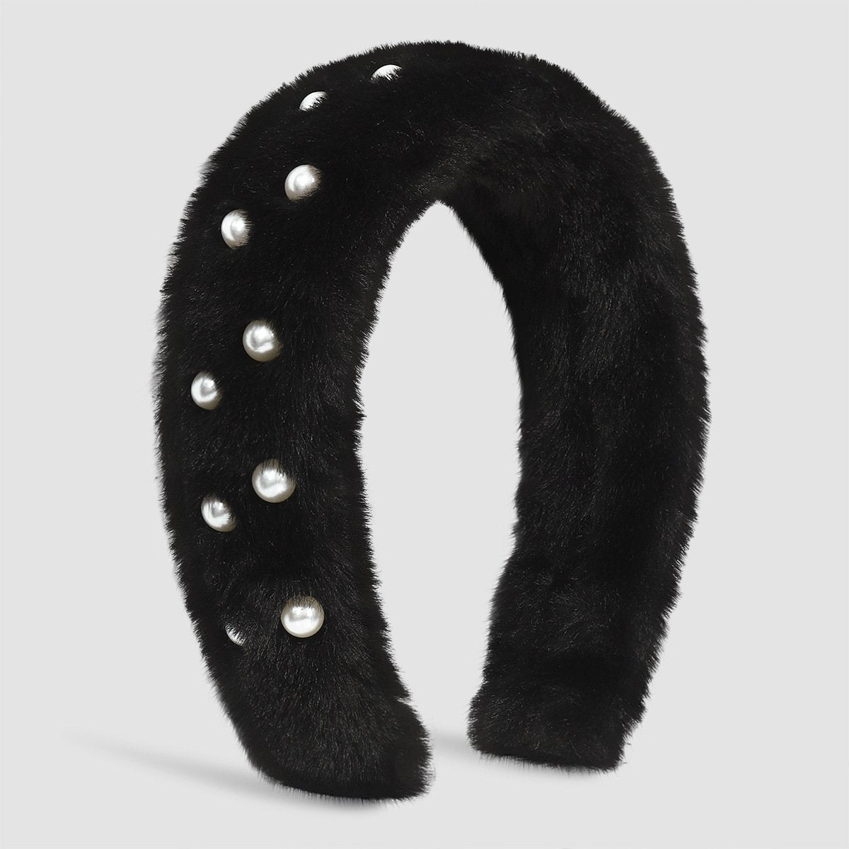 F4998 exaggerated autumn and winter plush headband women's light luxury retro cute pearl elegant geometric sweet headband