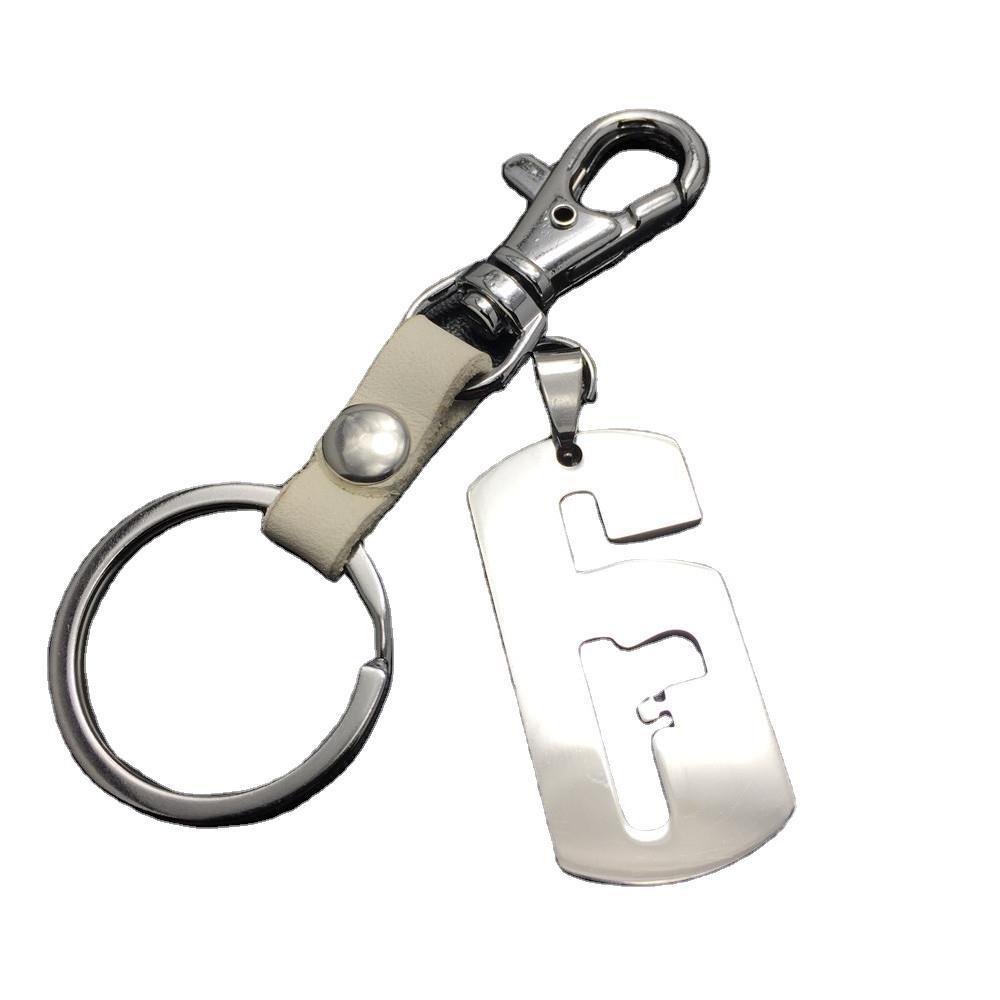 Rainbow 6 Lucky Car Keychain Stainless Steel Titanium Steel Pendant