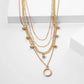 Jewelry personality multi-layer snake bone chain mix and match round necklace retro multi-layer geometric ring necklace