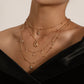 Jewelry Ladies Full Diamond Hexagram Pendant Necklace Multilayer Hip Hop Retro Rhinestone Shell Jewelry