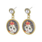 French Retro Court Cat Oil Painting Earrings Cute Animal Pattern Pearl Ladies Earrings