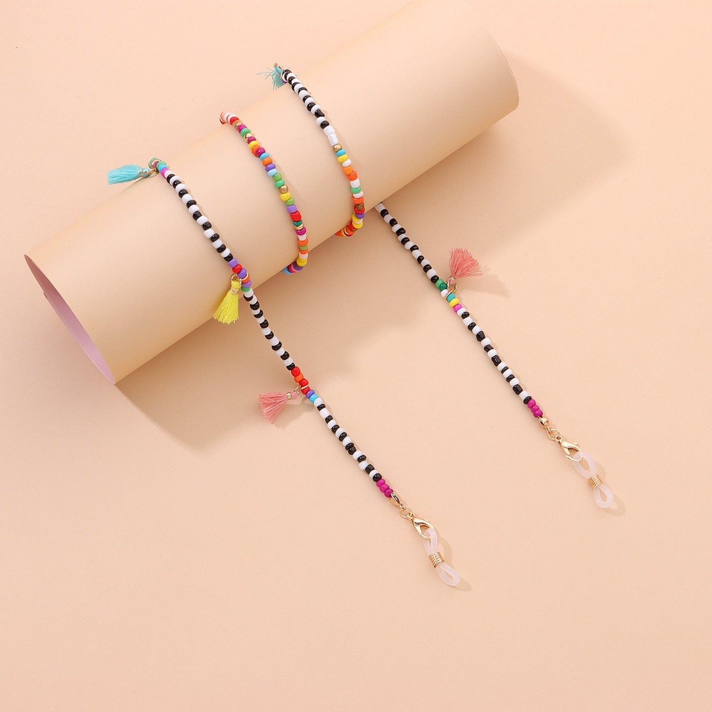 Jewelry Charm Colored Tassel Beads Beaded Glasses Chain Ladies Popular Temperament Frame Accessories