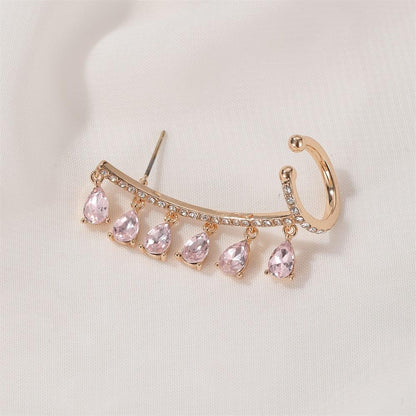 Earrings Temperament Water Drop Tassel Earrings Mori Crystal Zircon Ear Clip Ear Studs Integrated Earrings