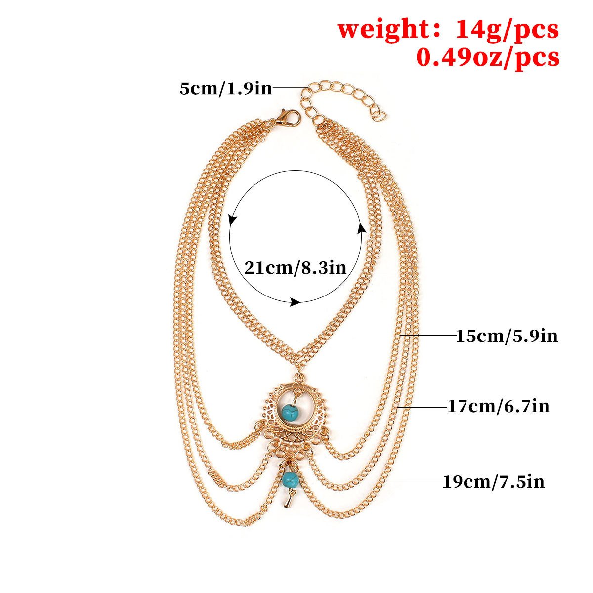 Jewelry Retro Ethnic Hollow Turquoise Water Drop Anklet Foot Jewelry for Women