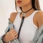 Decorated with retro long flower plate tassel necklace creative woven velvet twist chain choker necklace