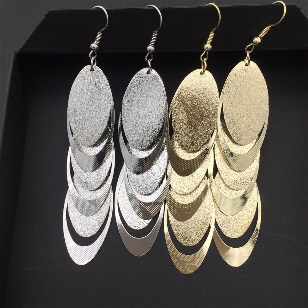 Indian Grid Jewelry Oval Frosted Sheet Ring Tassel Earrings For Women Earrings