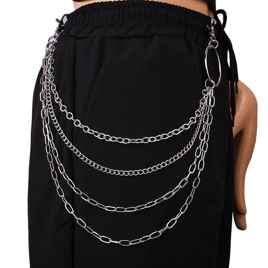 Hip-hop punk fashion metal waist chain personality popular multi-layer jeans chain ins