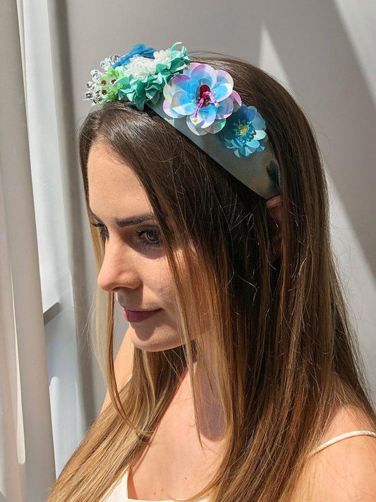 F3124 Temperament Creative Fabric Hair Accessories Fashion Diamond Sequin Flower Headband Internet Celebrity Headwear