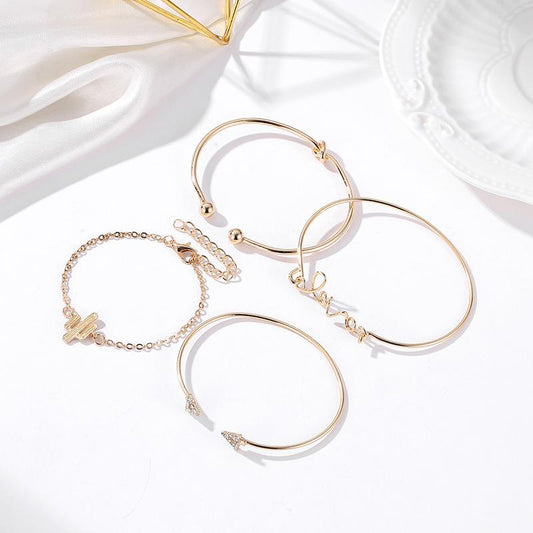 Jewelry Set Letter LOVE Geometric Knotted Bracelet Bracelet Combination Four-piece Set