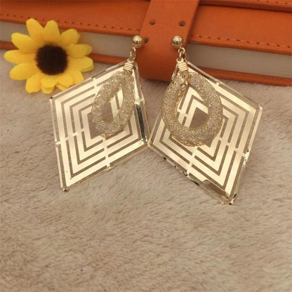 Hollow diamond-shaped sequin earrings mesh tube water drop earrings women's earrings earrings lattice