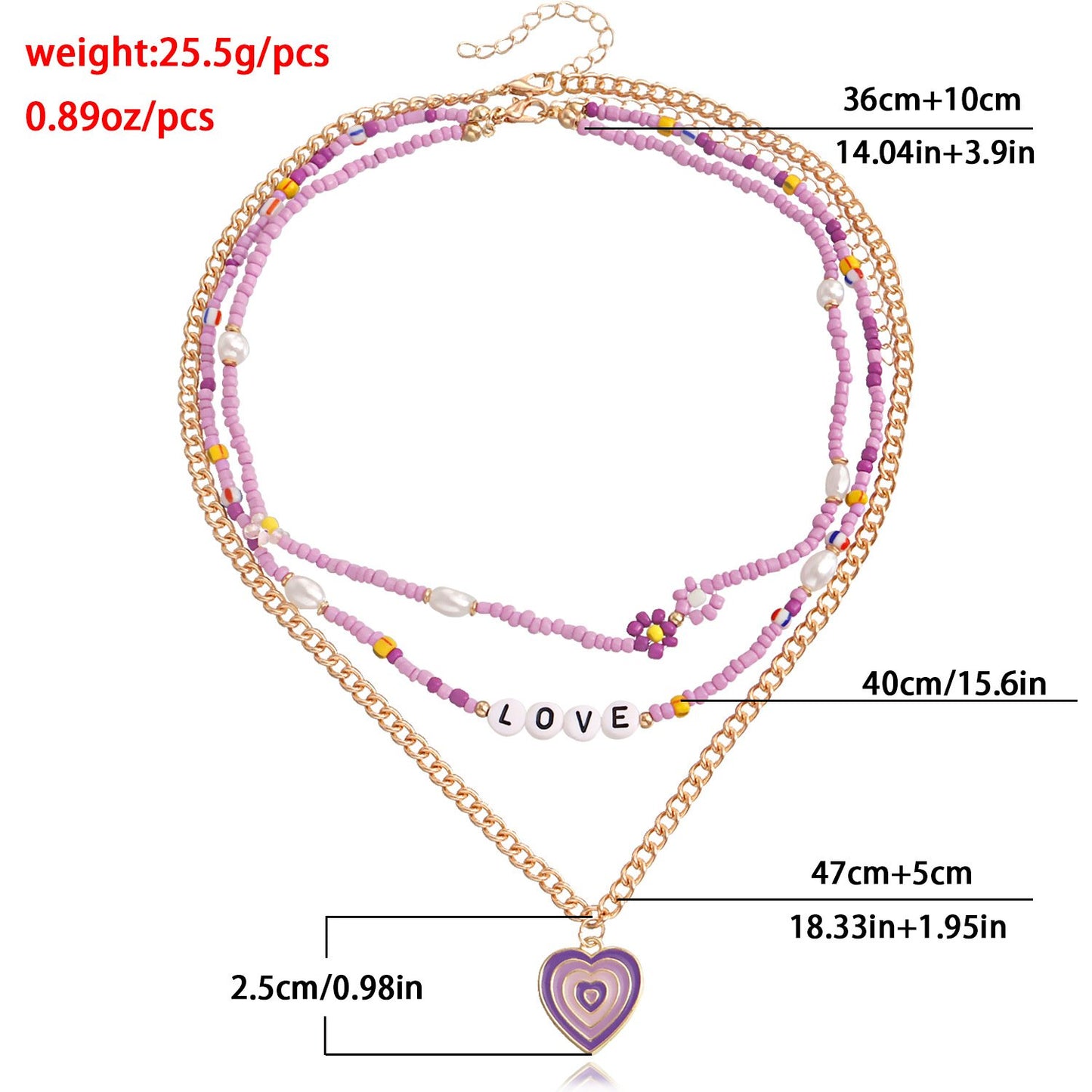 Jewelry Bohemian multi-layer color rice bead letters dripping oil painted love necklace female choker