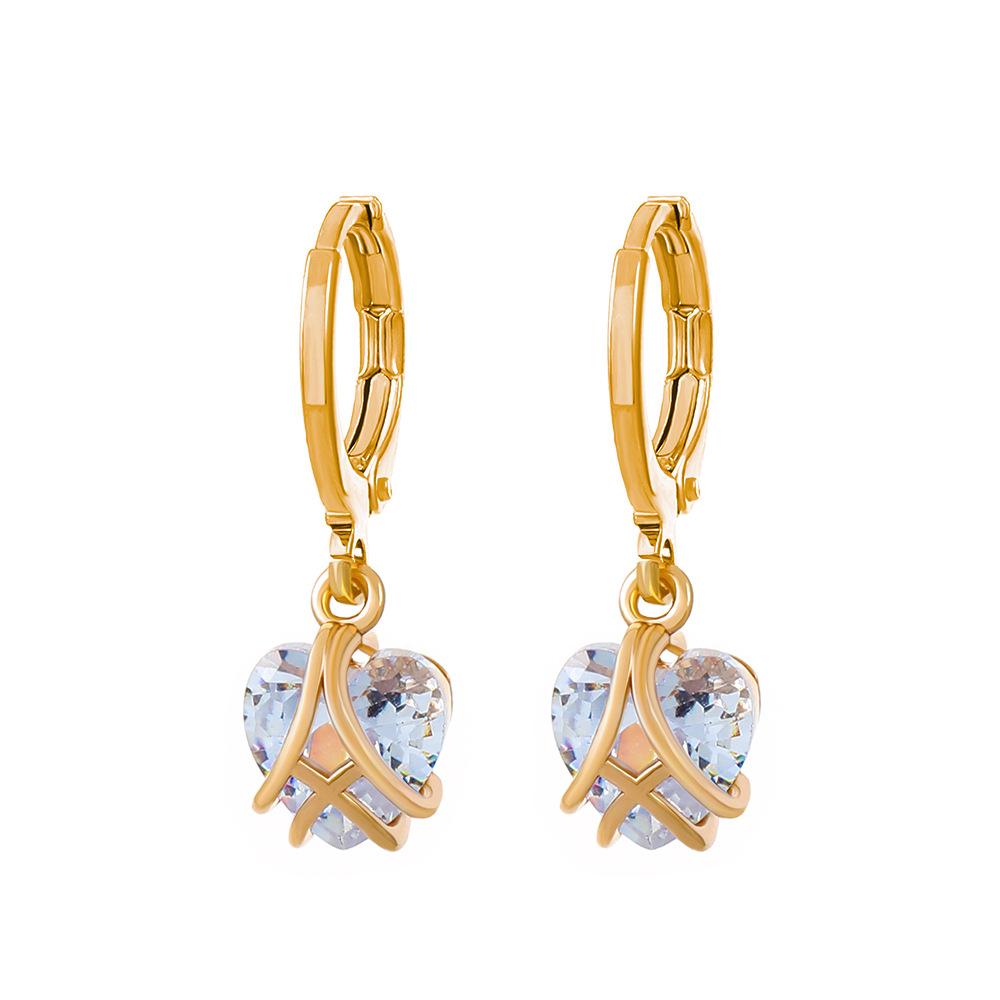 Ins Barbie Zircon Heart Earrings Fashion Light Luxury Personality Winding Peach Heart Earrings Earrings Girlfriend Gift