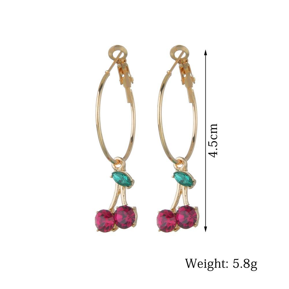 Fashion Cute Red Rhinestone Small Cherry Earrings Women Accessories