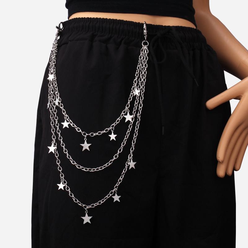 Versatile five-pointed star pendant chain trend hip-hop men and women jeans waist chain fashion ins accessories