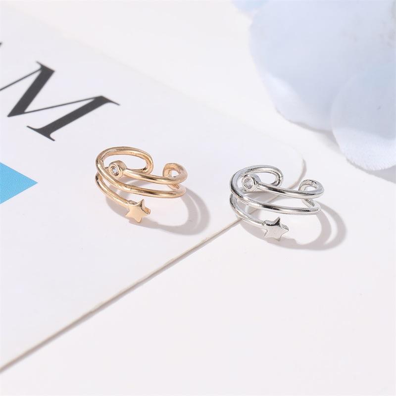 Small fresh earrings simple diamond-studded star-shaped ear clip five-pointed star ear bone clip fashion single earring without ear piercing