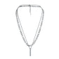 Fashion Simple Personality Domineering Men's Street Stainless Steel Double Layer Glossy Rod Pendant Necklace