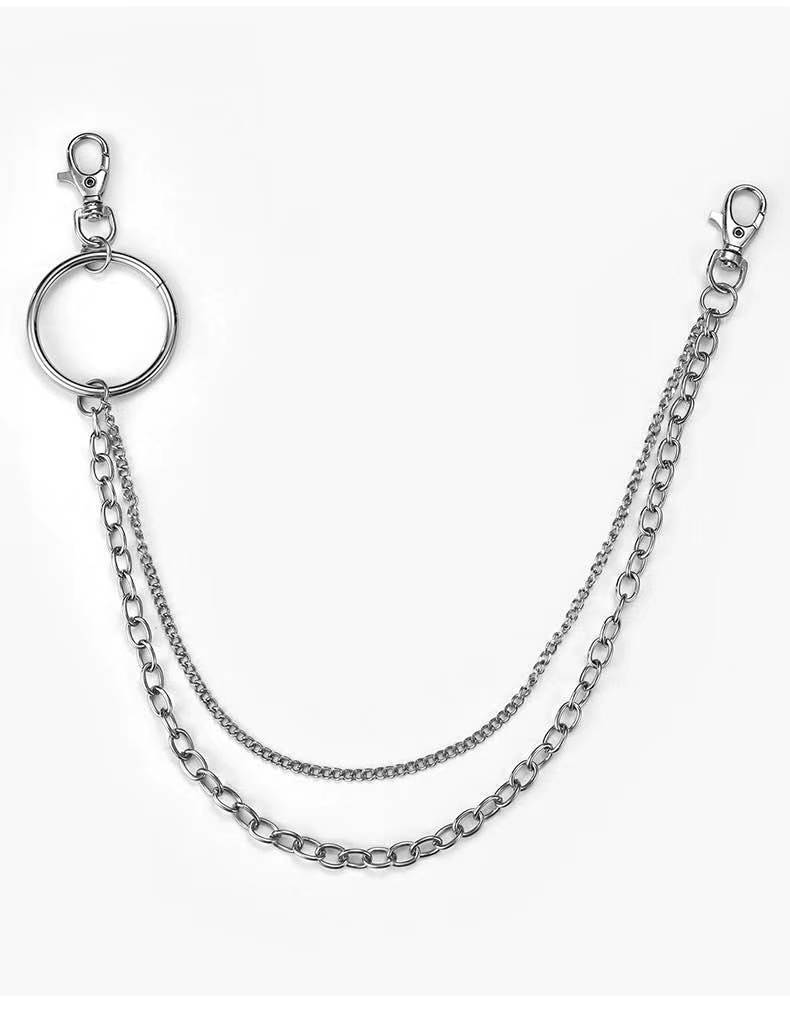 Hip-hop pants chain female detachable double-layer pants hanging chain decoration punk belt trousers chain INS metal accessories