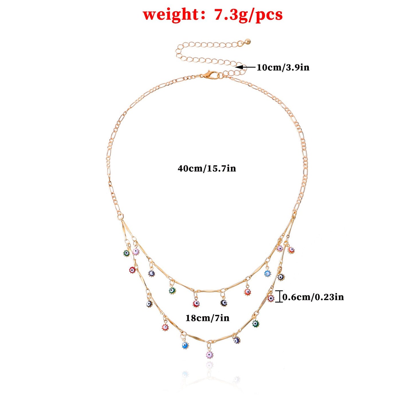 Jewelry short multi-layer painted eye pendant necklace female creative market straight tube chain necklace