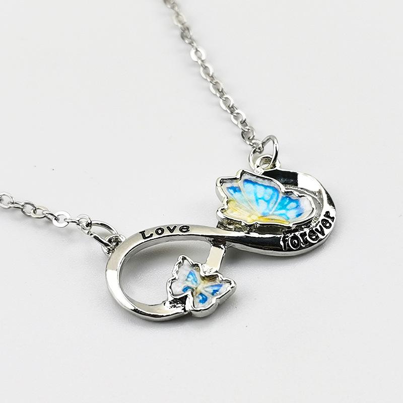 Summer Fashion Clavicle Chain 8-character Butterfly Pendant Necklace Female Niche Design Lettering LOVE Jewelry