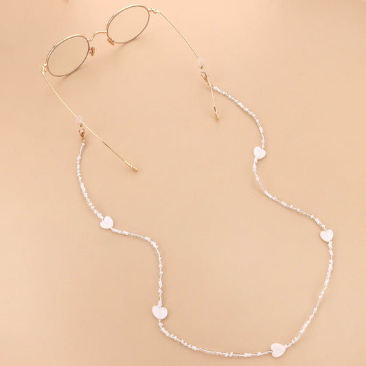 Jewelry Ladies Love White Rice Beads Fashion Glasses Chain Personality Simple Mask Accessories