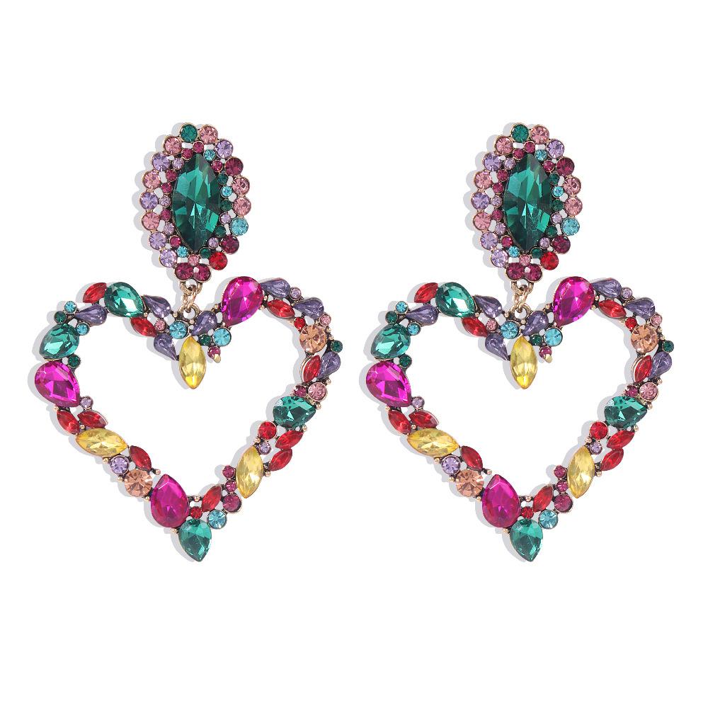E8893 Exaggerated Love Fashion Earrings Light Luxury Sweet Temperament Catwalk Trendy Street Style Earrings Female