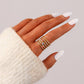 Bohemian Ladies Stainless Steel Creative Design Open Adjustable Colorful Star Stripe Ring