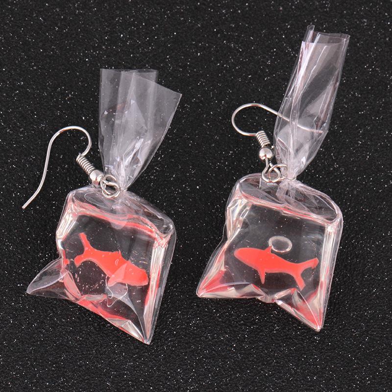 Fashion Creative Transparent Candy Goldfish Earrings Female Personality Carp Resin Earrings Earrings Earrings