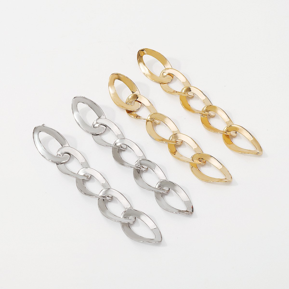 E158 Exaggerated Personality Long Earrings Glossy Chain Retro Cool Fashion Geometric Earrings Women