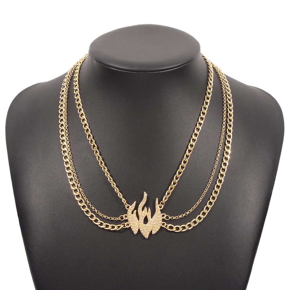 N9486 Jewelry Metal Texture Simple Flame Necklace Fashion Retro Creative Necklace Female