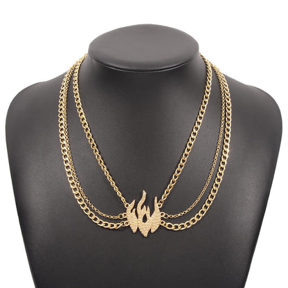 N9486 Jewelry Metal Texture Simple Flame Necklace Fashion Retro Creative Necklace Female