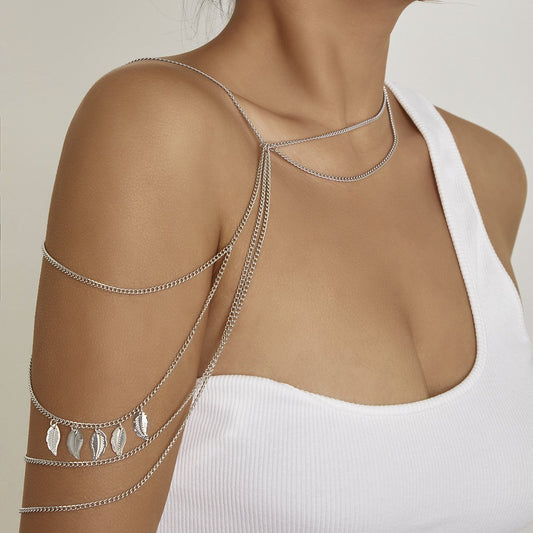 Multi-layer Tassel Metal Chain Holiday Shoulder Necklace Simple Personality Leaf Ethnic Body Chain