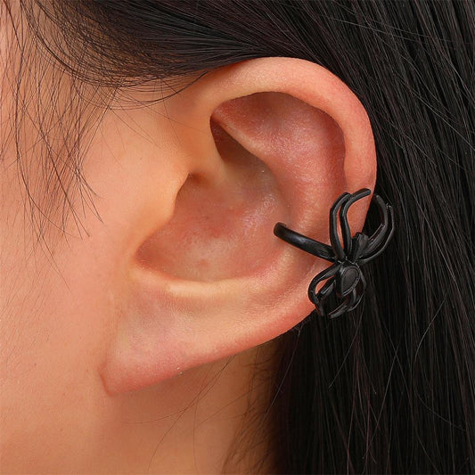 Retro Metal Spider Ear Clip Single Halloween Gothic Exaggerated Personality Animal No Hole Ear Bone Clip Earrings