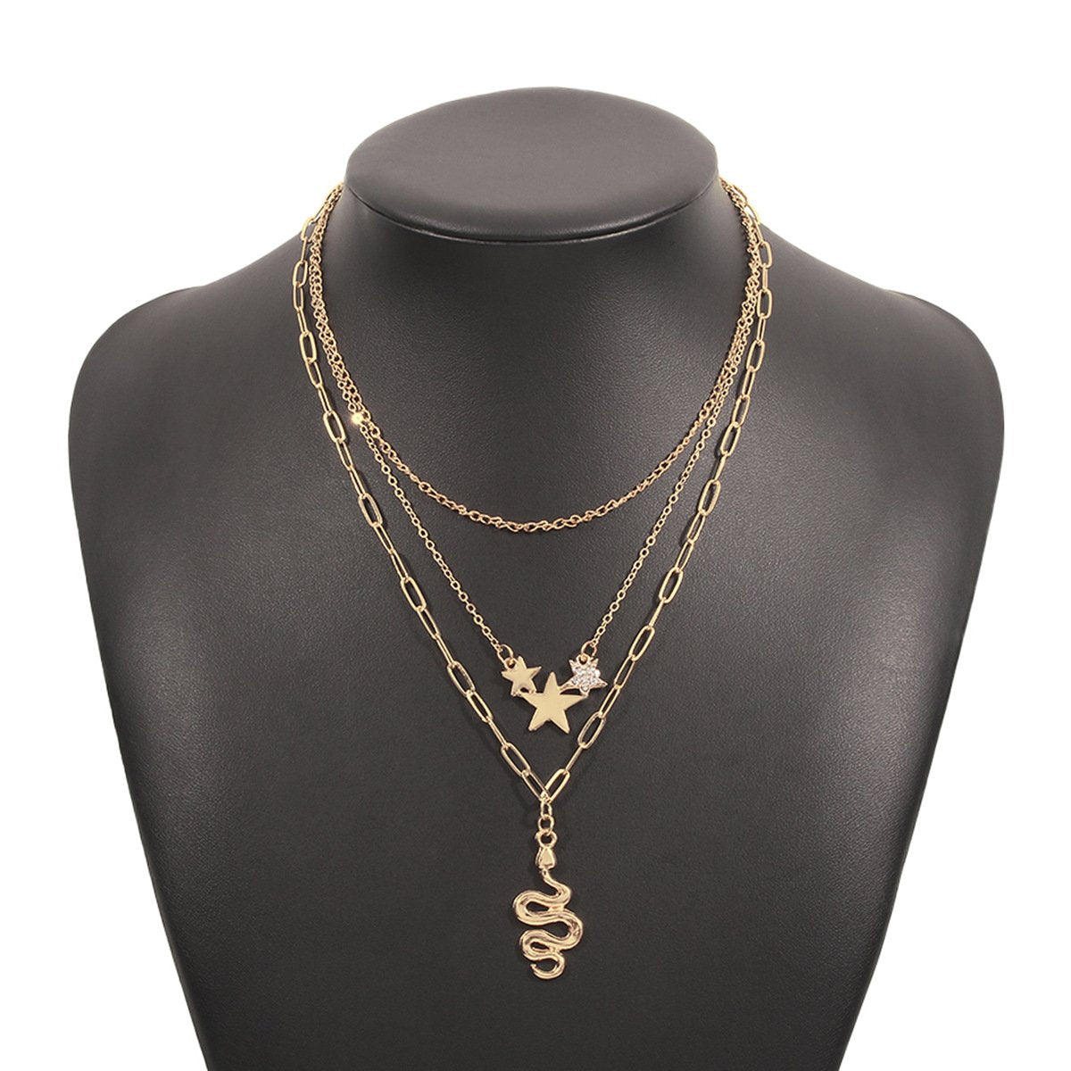 N8988 multi-layer snake-shaped pendant necklace personalized five-pointed star fashion necklace temperament creative necklace female