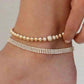 A17 Light Luxury Fashion Claw Chain Row Diamond Anklet CCB Beaded Geometric Punk Hip Hop Fashion Foot Jewelry for Women