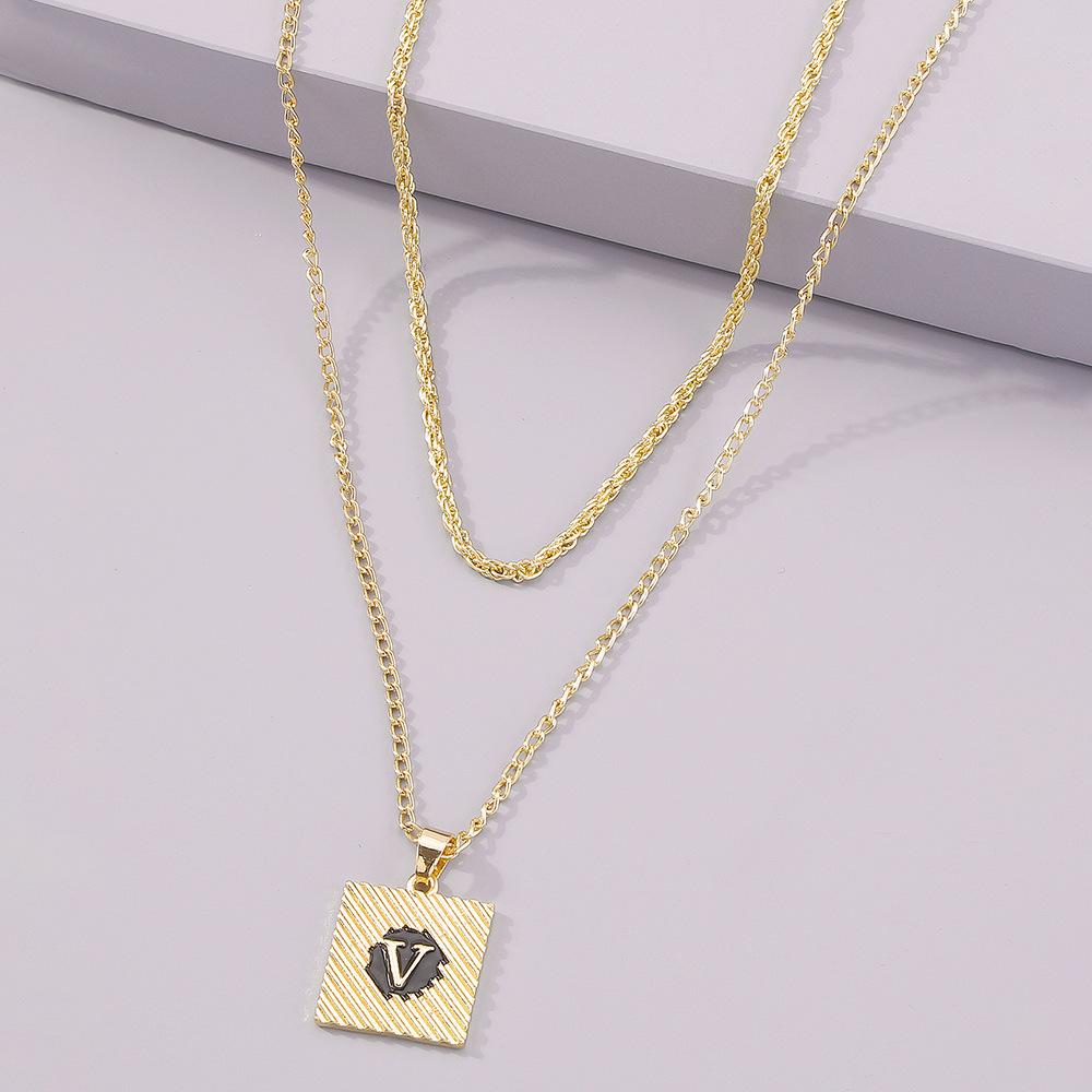 N838 fashion cold texture alloy necklace female simple trend hair geometric letter collarbone chain