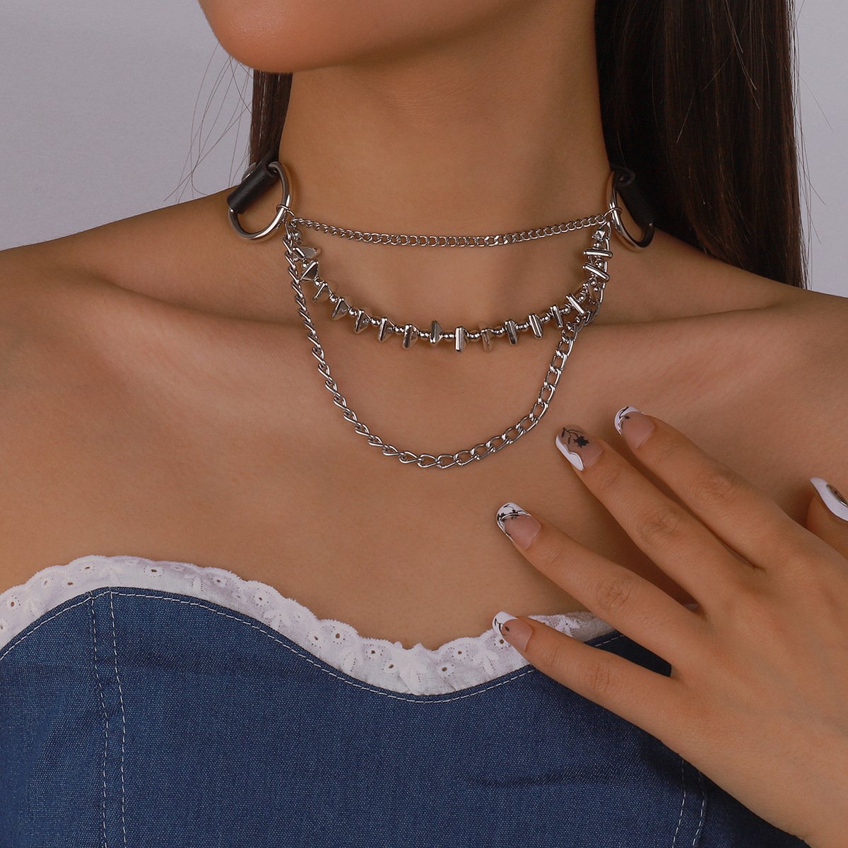 1514 Exaggerated Leather Necklace Harajuku Gothic Sweet Cool Necklace Heavy Metal Rock Hip Hop Necklace