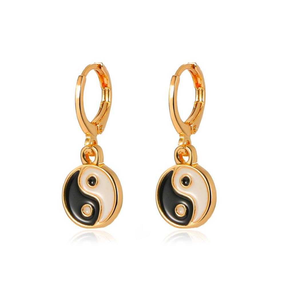 Gossip earrings ins same style metal yin and yang Tai Chi earrings round earrings earrings