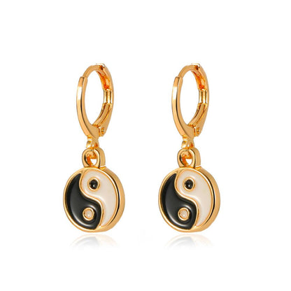 Gossip earrings ins same style metal yin and yang Tai Chi earrings round earrings earrings