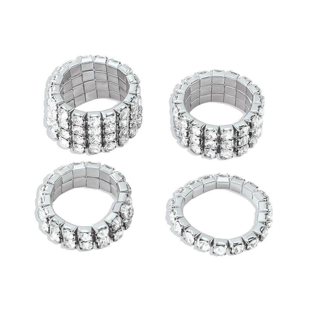 R736 Personality Ring Female Claw Chain Row Diamond Temperament Elegant Ring Lady Temperament Light Luxury Hand Jewelry