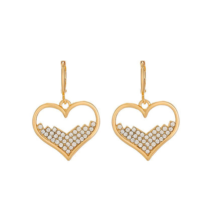 Ins diamond heart earrings female fashion temperament niche design hollow heart-shaped ear buckle net red earrings trend