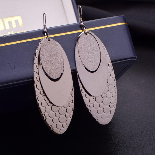 Exaggerated Oval Waterdrop Frosted Women's Earrings Indian Vintage Earrings