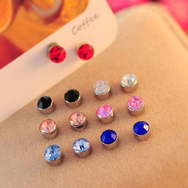 Unisex Zircon Rhinestone Magnet Suction Earrings Flash Diamond No Pierced Earrings 2 Yuan Jewelry