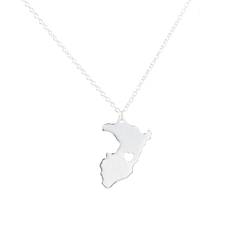 Popular Jewelry Alloy Plating Gold Silver Peru Map Necklace Clearance